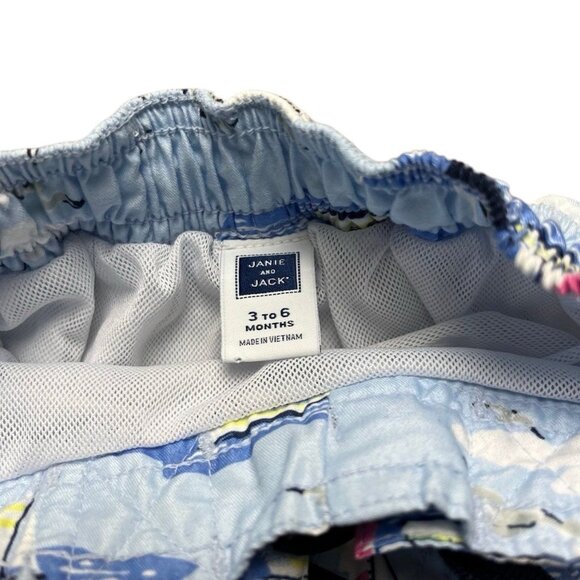 Janie and Jack Baby Boy Blue Sailboat Swim Trunks Size 3-6 Months - Picture 4 of 6